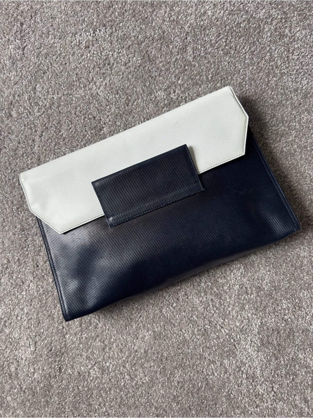 Bottega Veneta Blue & White Vintage Leather Clutch